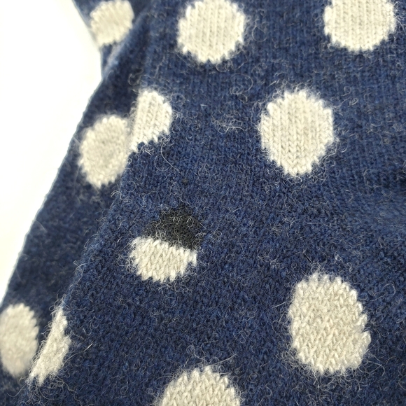 B. Ella Dots Blue White Socks Wool Cashmere Angora Bea Ladies 9-11 Imperfect - Picture 4 of 5